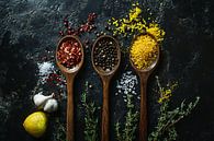 Herbs and spices in wooden spoons by Art & Soul Creations thumbnail