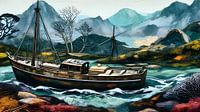 Vissersboot in een woeste rivier van Nick Wendt thumbnail