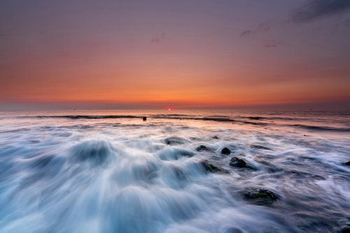 Texel pier strand paal 15 Long Exposure Zonsondergang