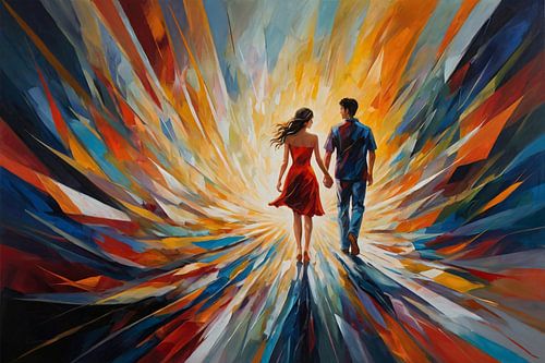 Liefde koppel in een explosie wereld