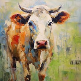 Painting Cow - Abstract Cow painting by Wonderful Art