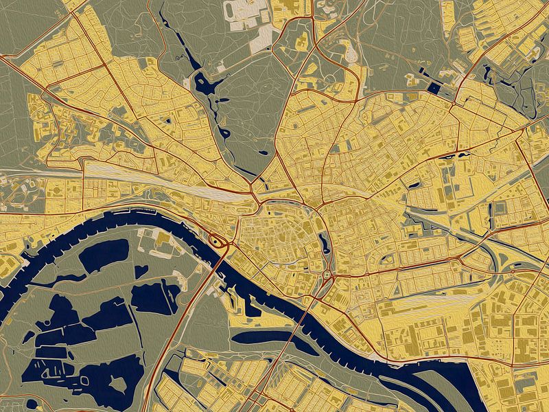 Map of Arnhem in the style of Gustav Klimt by Maporia