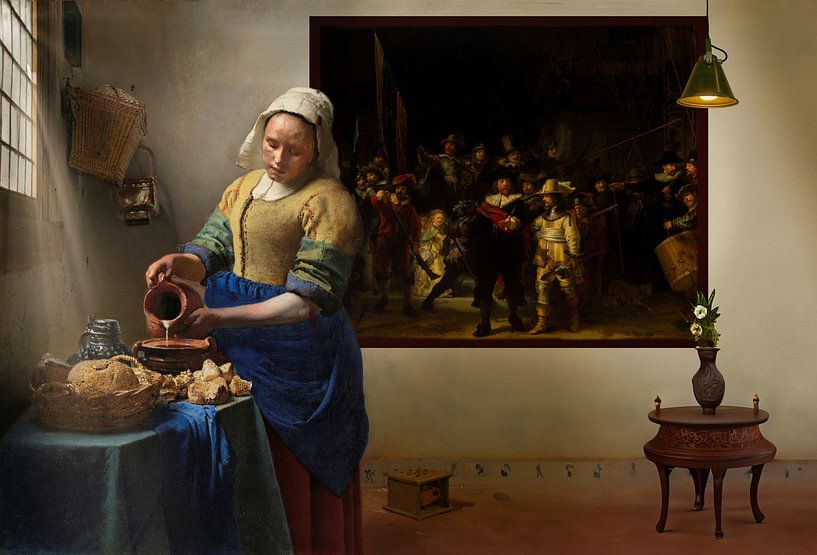 The Milkmaid and the Night Watch by Digital Art Studio