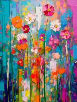 Modern Abstrakt Bunt Sommerliche Feldblumen