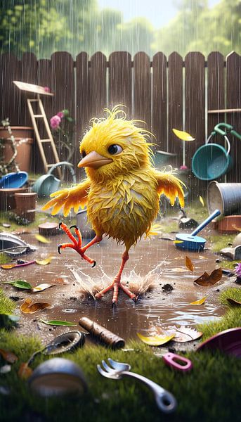 Rain fun in the garden happiness by artefacti