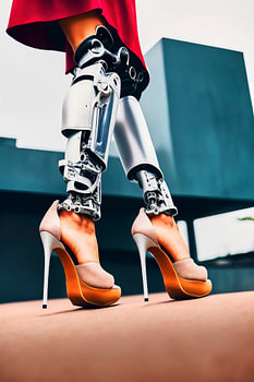 Biotechnologie: Prothesebenen met schoenen met hoge hakken