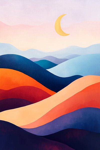 Mond über Hügeln von Poster Art Shop