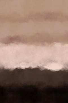 Abstracte horizon. Landschap in taupe, wit en bruin. van Dina Dankers