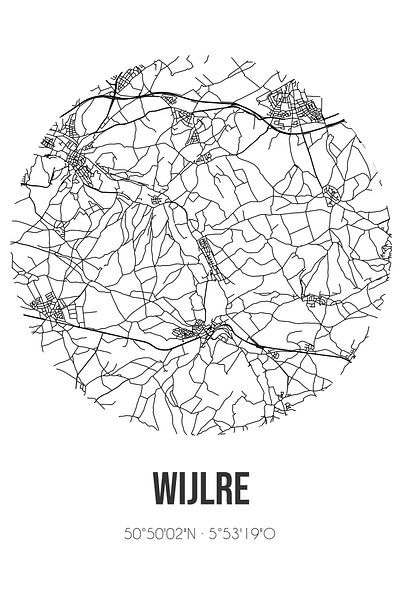 Wijlre (Limburg) | Map | Black and white by Prints of Place