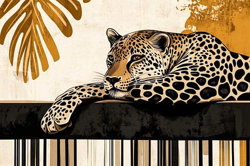 Artistiek luipaard met bladeren