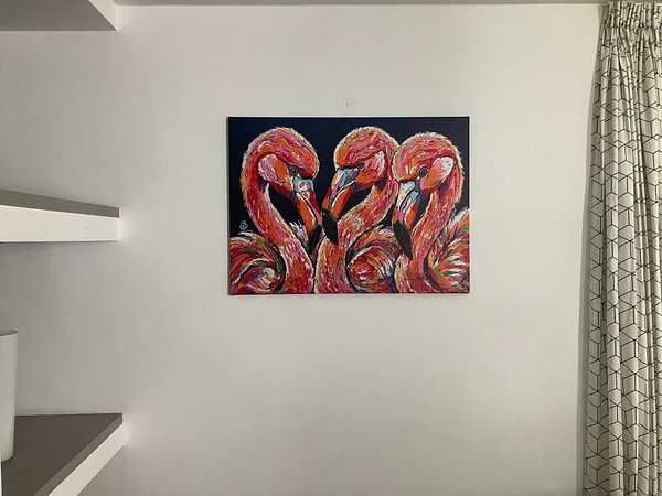Kundenfoto: Flamingo-Trio von Renata Rolefes Art, auf Leinwand