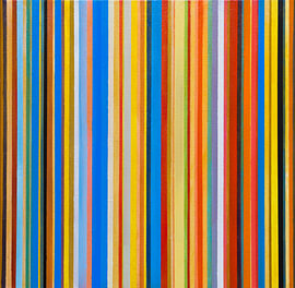 Rayures abstraites en bleu et orange sur Anja Namink - Peintures