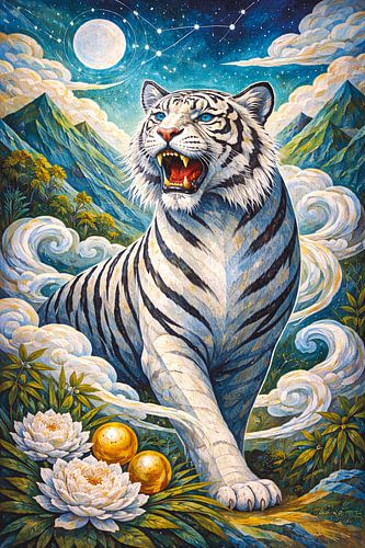 White tiger painting.