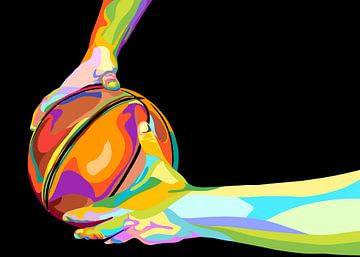 basketbal en hand pop-art