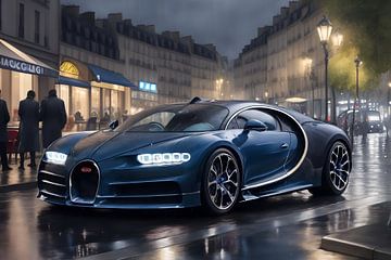 Bugatti Chiron bij nacht van DeVerviers