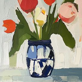 Tulpen in Delfts Blauw van Bianca ter Riet