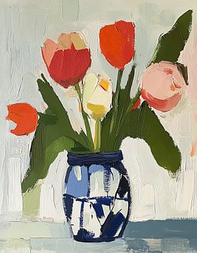 Tulpen in Delfts Blauw van Bianca ter Riet