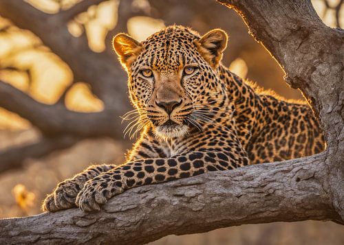 Leopard lurking for prey