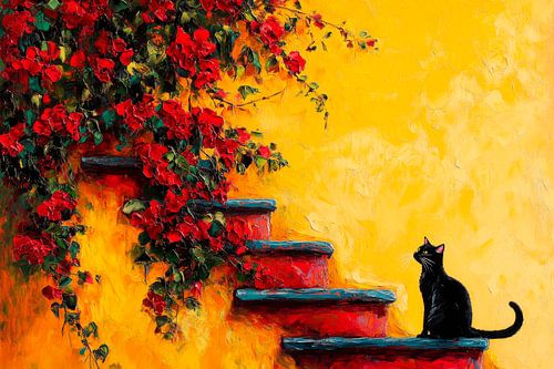 Katze und Blumen
