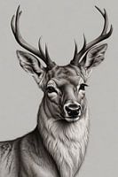 Black and White Deer with Imposing Antlers