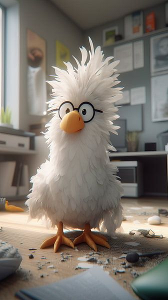 Schilderij: Neuroticism White Chicken van Blikvanger Schilderijen