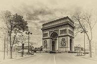 Parijs - Arc de Triomphe (zwartwit) van Toon van den Einde thumbnail