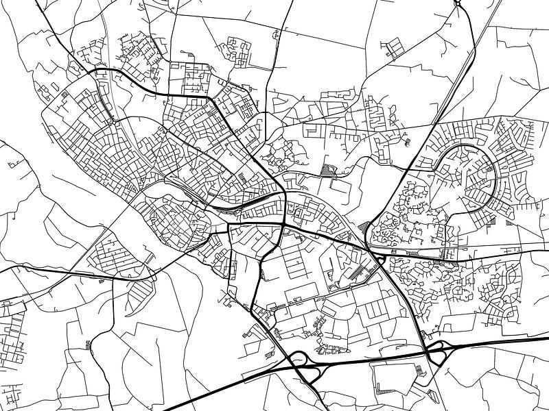 Karte von Deventer in Schwarz ud Weiss von De Kaartenwinkel