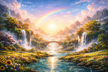 Imaginative, surrealistic landscape with a positive aura