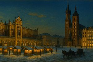 Krakauer Marktplatz in der Dämmerung