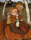 Paula Modersohn Becker.Mädchen mit kleinem Kind von 1000 Schilderijen Miniaturansicht