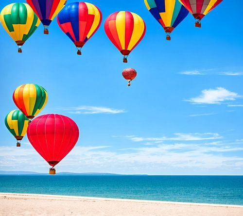 Kleurrijke ballonnen in de blauwe lucht