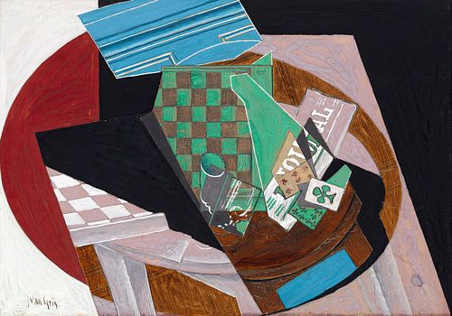 Schachbrett und Spielkarten (1915) von Juan Gris