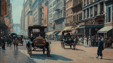 Schilderij van straat in New York stad begin 20e eeuw (KI) van Classic PrintArt