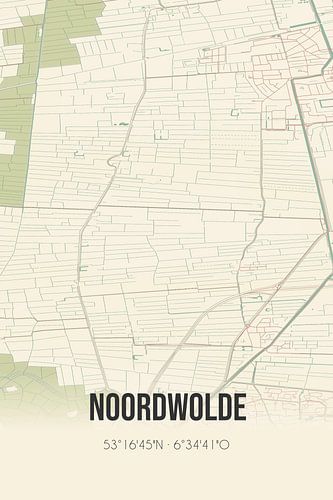 Vintage landkaart van Noordwolde (Groningen)