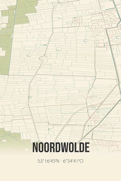 Carte ancienne de Noordwolde (Groningen) par Affiches de lieux
