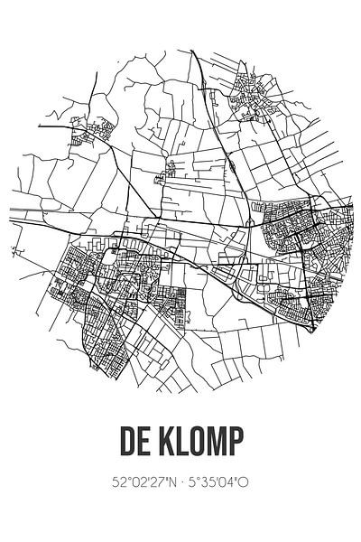 De Klomp (Gelderland) | Landkaart | Zwart-wit van Stad & Wand