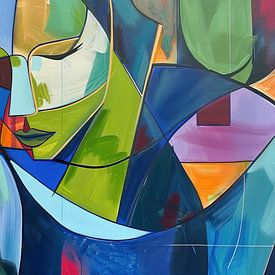 Frau mit ausdrucksstarken Augen und Farben von Blickfänger Gemälde