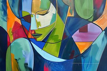 Femme aux yeux et aux couleurs expressives sur Peintures accrocheuses