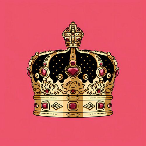 Roze Schilderij: Pop Art Kroon