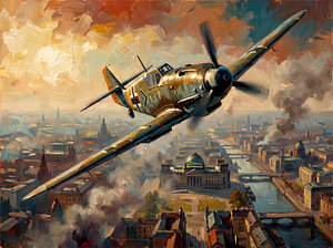 Bf 109 über dem brennenden Berlin