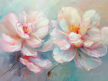 A Soft Impressionist Study of Radiant Peonies in Pastel by Artistic