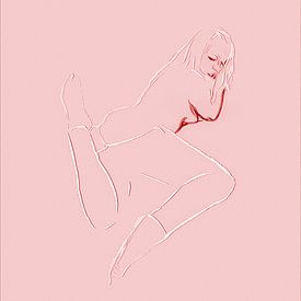 Mooi vrouw digitale tekening schilderij verleidelijke sensuele aanlokkelijke erotische aantrekkelijke liggende luierende begeerlijke naakte dame lekker wijf van VenVision Art