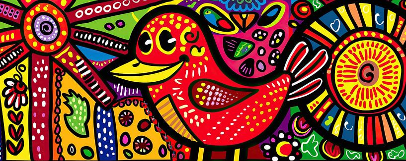 Peinture oiseau coloré | VogelFestijn par La collection ARTEO