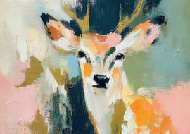 Abstrakter Hirsch in Pastellfarben und Ocker von Niklas Maximilian