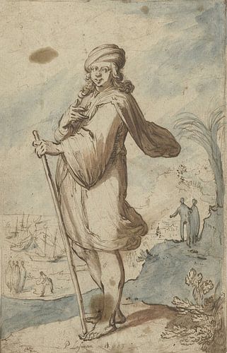 Staande figuur met tulband, van opzij, Pieter Lastman, 1603