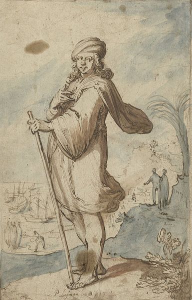 Staande figuur met tulband, van opzij, Pieter Lastman, 1603 van Marieke de Koning