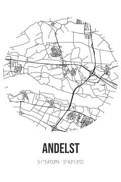 Andelst (Gelderland) | Landkaart | Zwart-wit van Rezona
