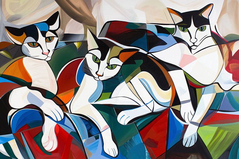 Cats Abstract by Jacky