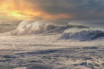 De wind regeert over de zee in IJsland van Joran Quinten