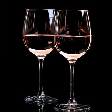 Rosé wijn 2 glazen portret van TheXclusive Art